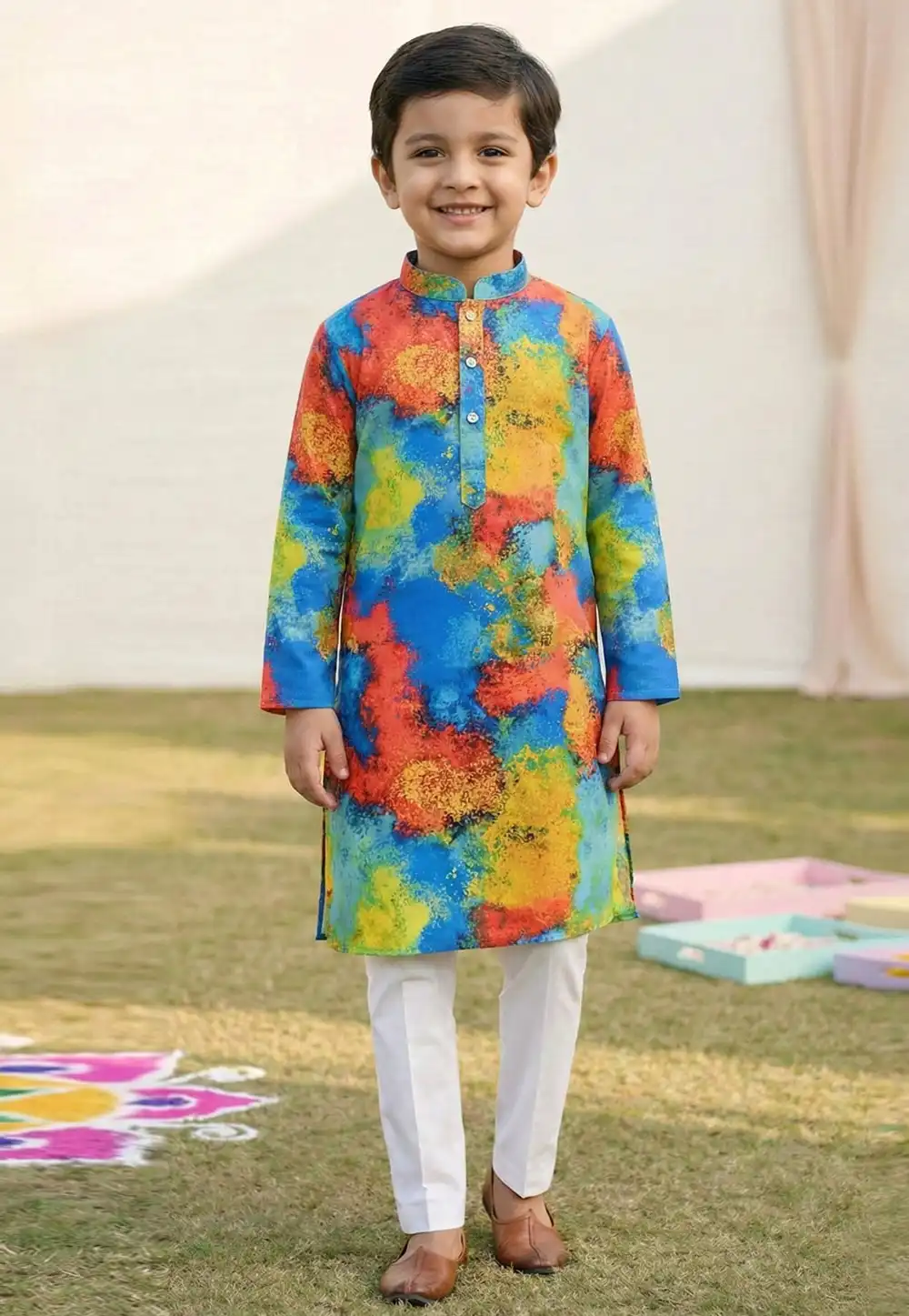 Multicolor Cotton Kids Kurta Pajama 325134