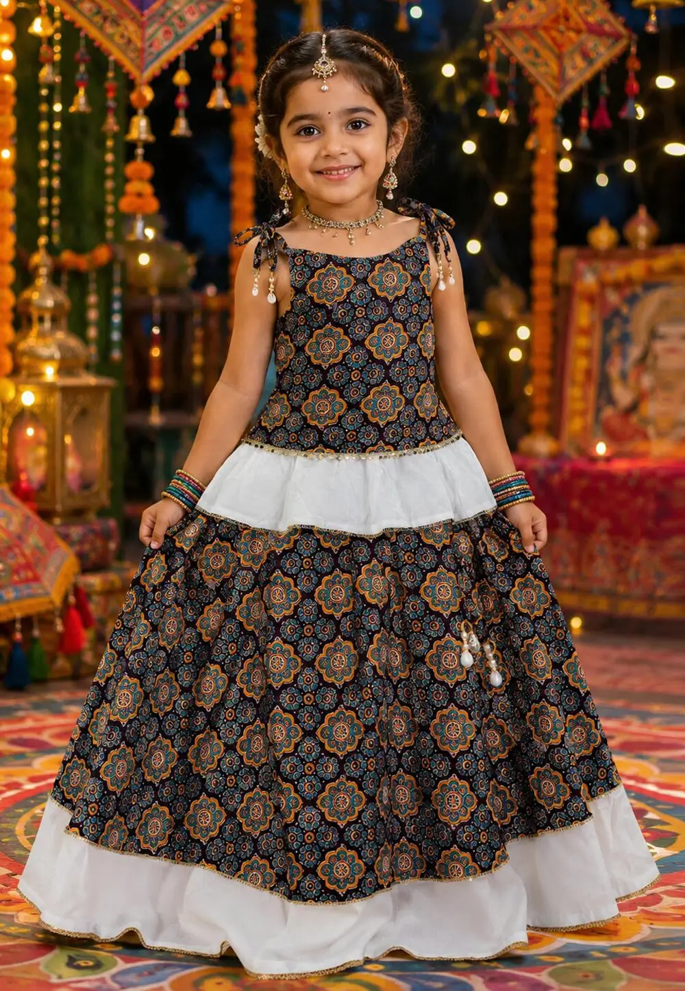 Multicolor Cotton Kids Lehenga Choli 332522