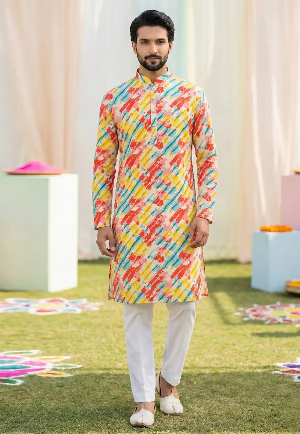 Multicolor Cotton Kurta Pajama 325159