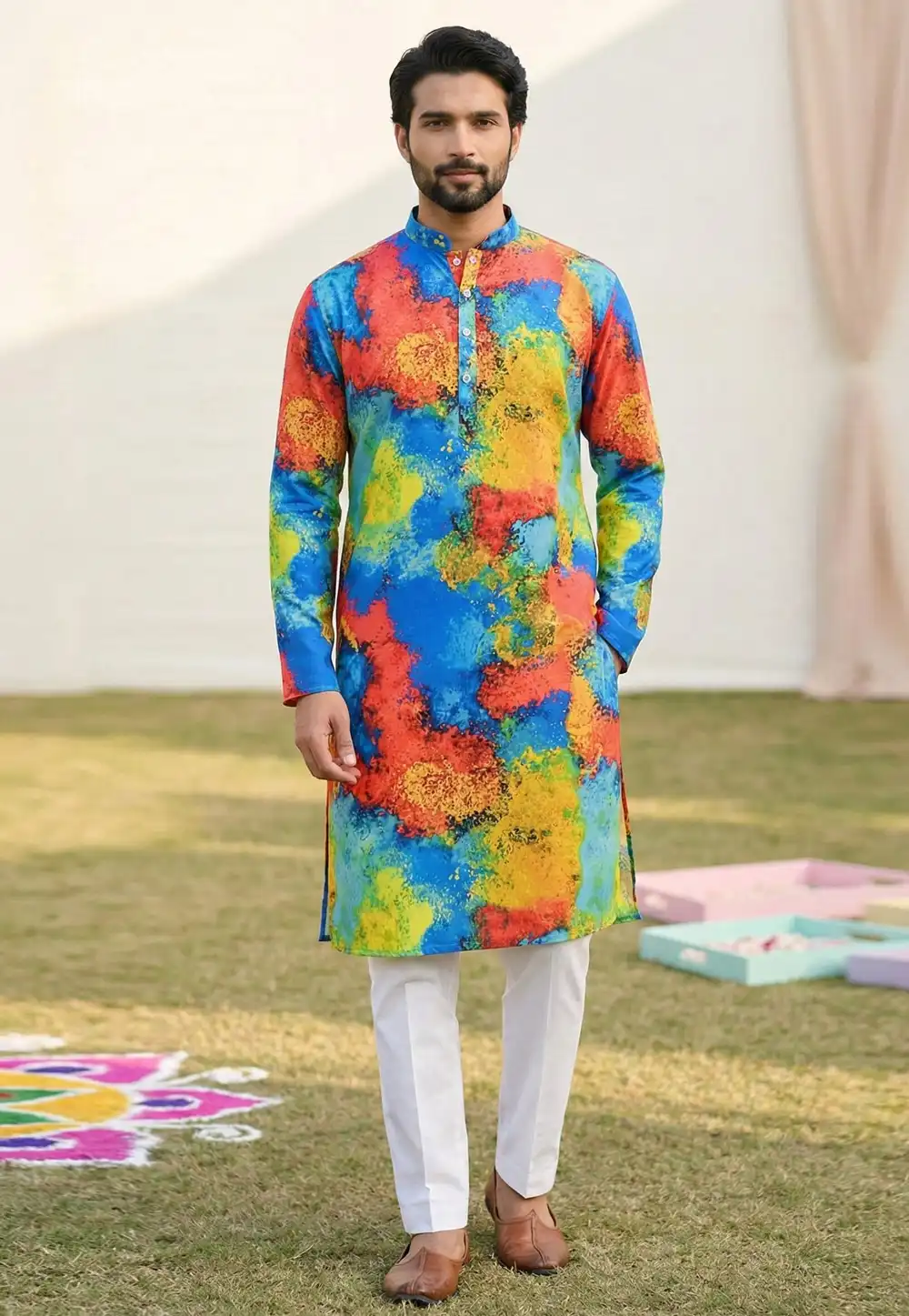 Multicolor Cotton Kurta Pajama 325160