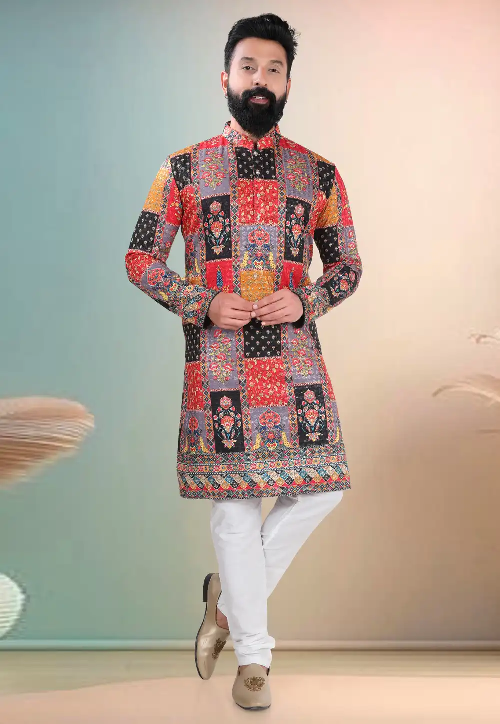 Multicolor Cotton Kurta Pajama 318559