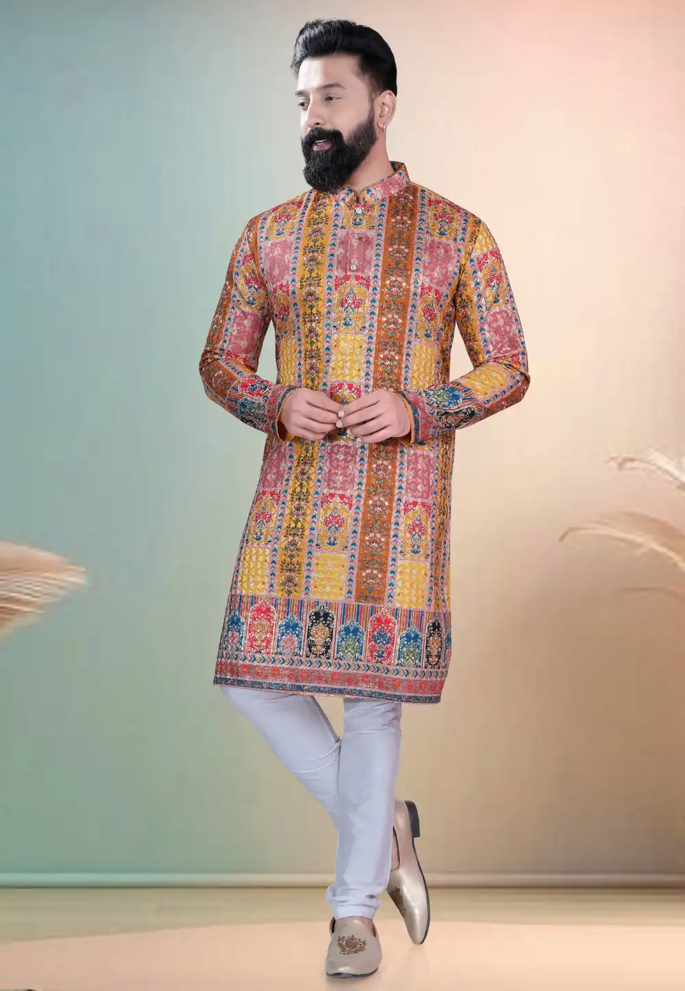 Multicolor Cotton Kurta Pajama 318564