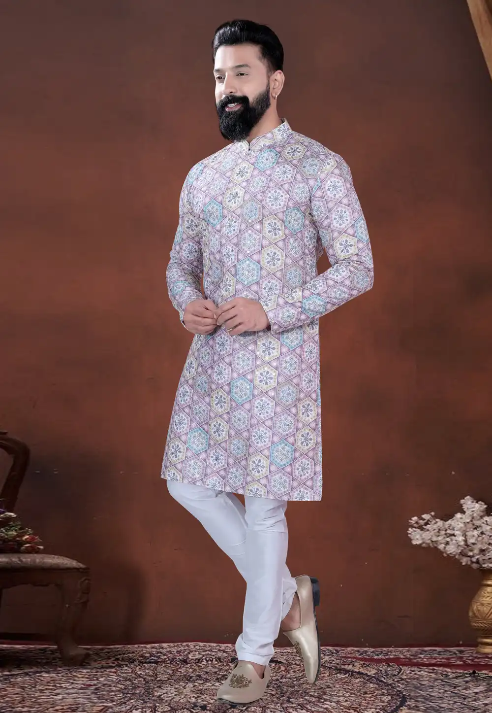 Multicolor Cotton Kurta Pajama 318569