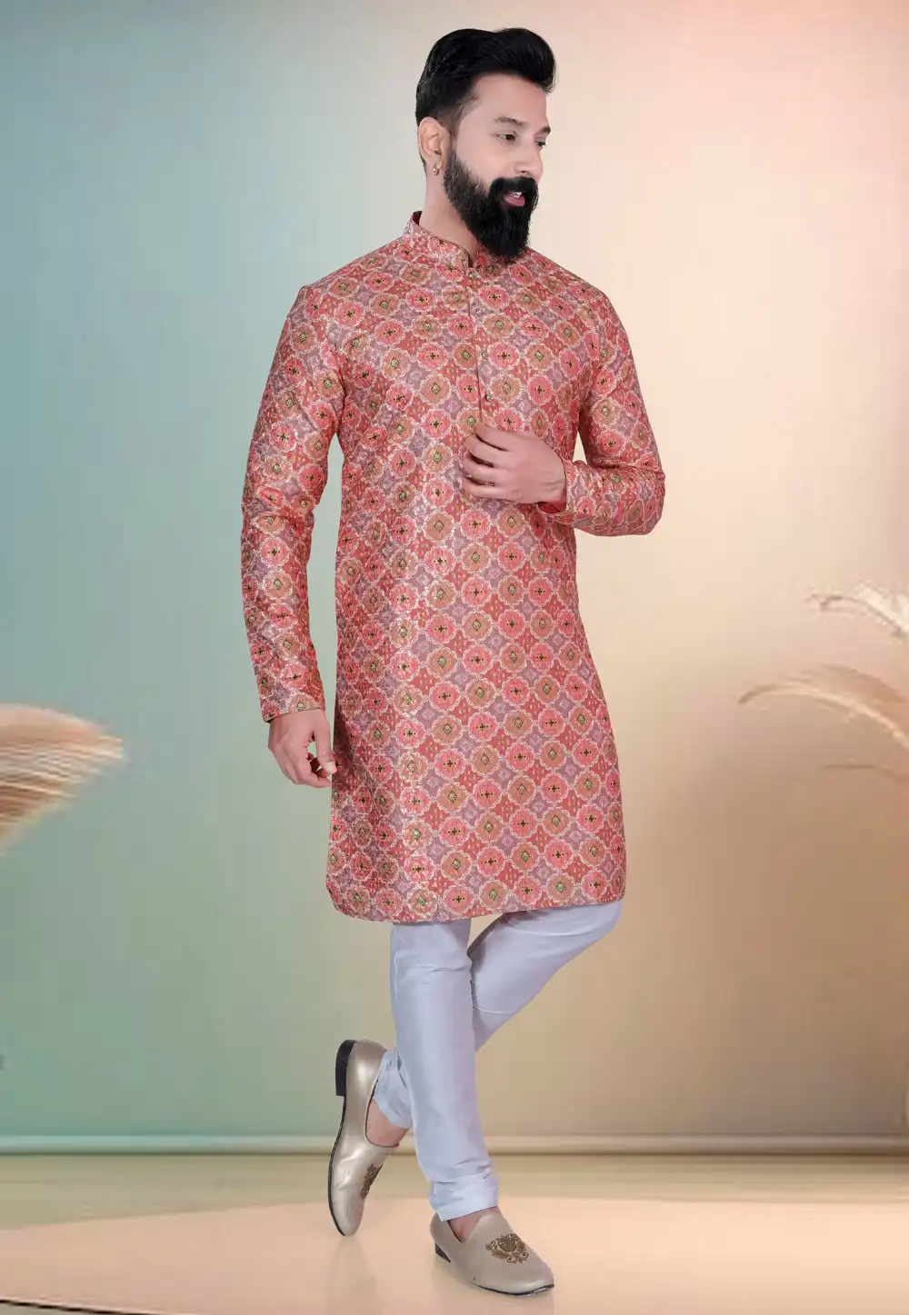 Multicolor Cotton Kurta Pajama 318574