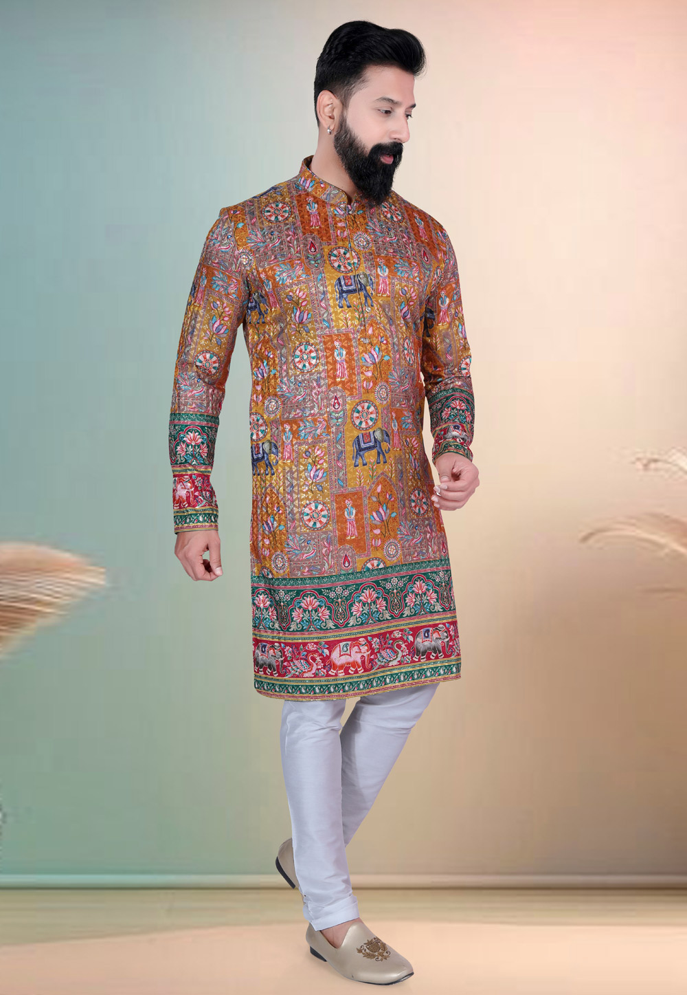 Multicolor Cotton Kurta Pajama 318580