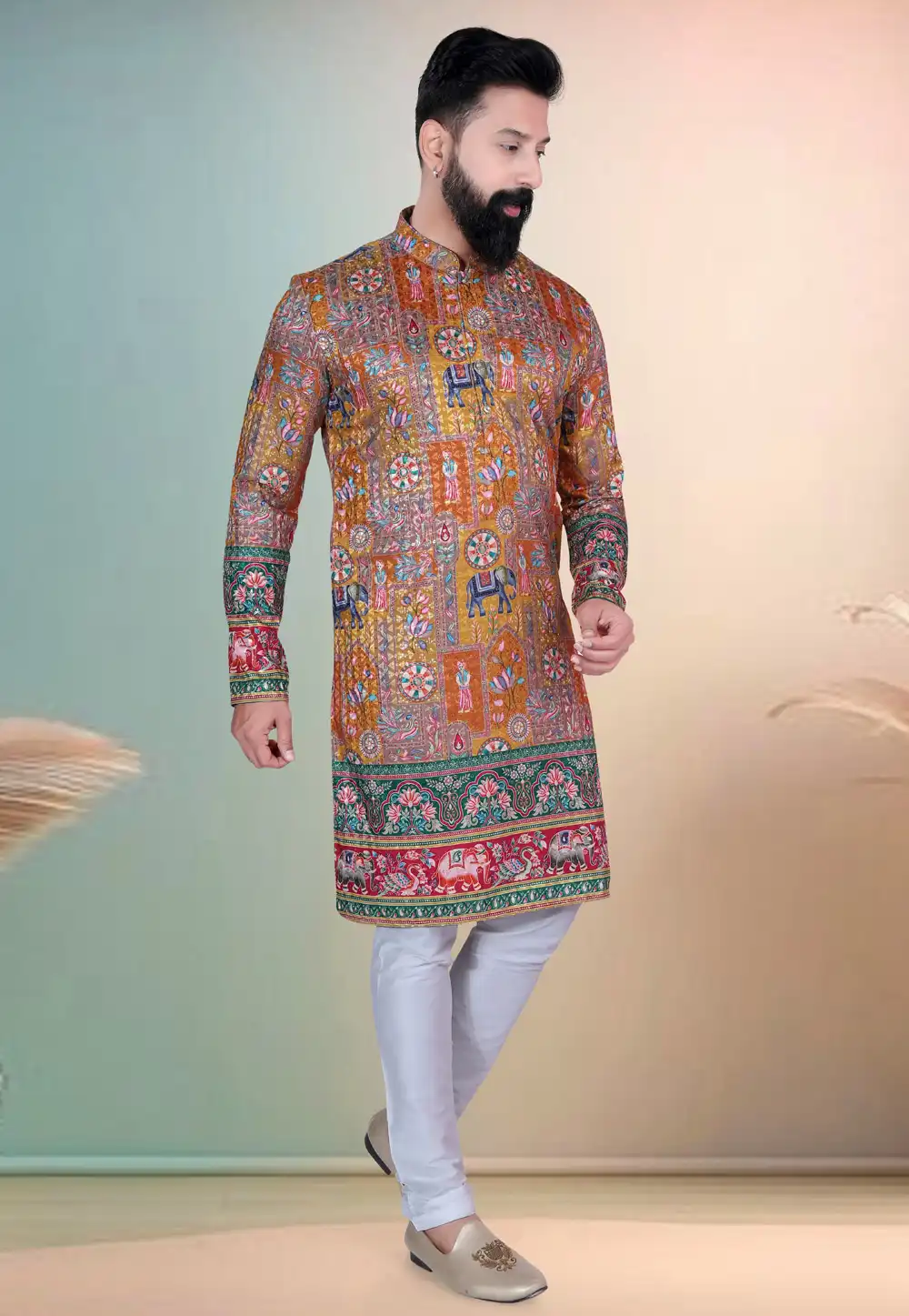 Multicolor Cotton Kurta Pajama 318580