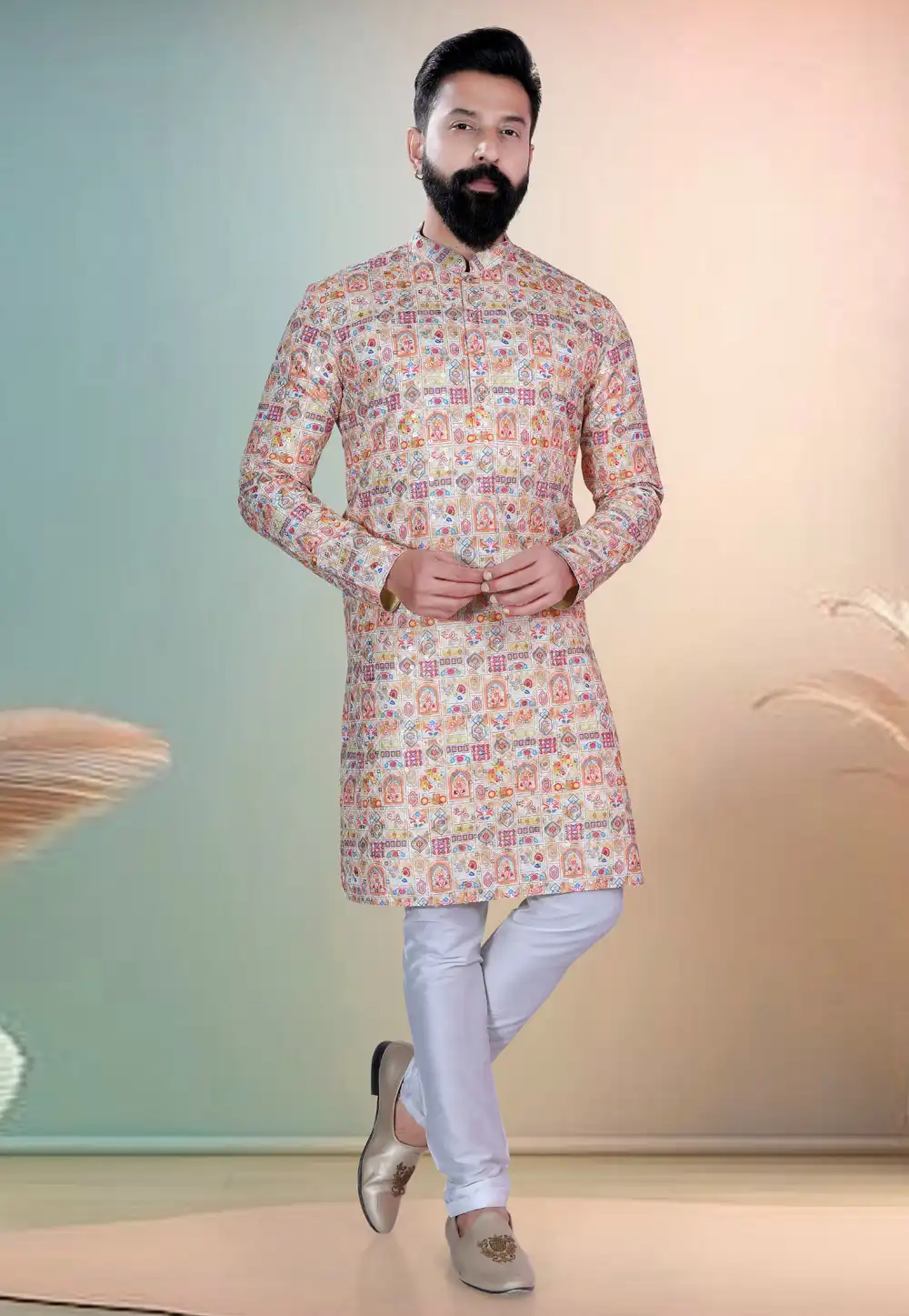 Multicolor Cotton Kurta Pajama 318605