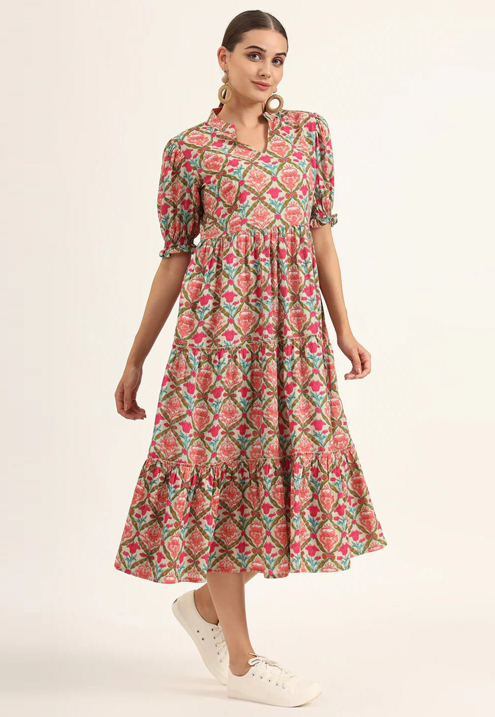 Multicolor Cotton Printed Gown 318987