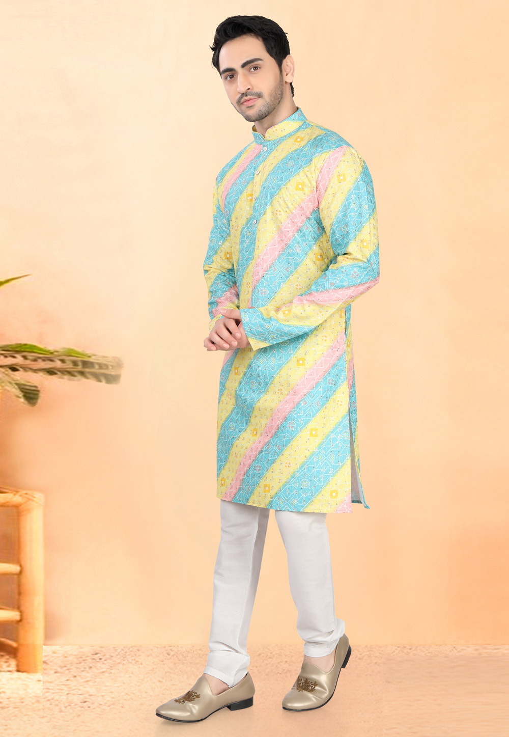 Multicolor Cotton Rayon Kurta Pajama 307926