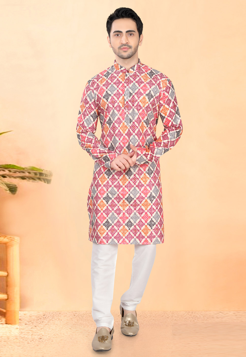 Multicolor Cotton Rayon Kurta Pajama 307930