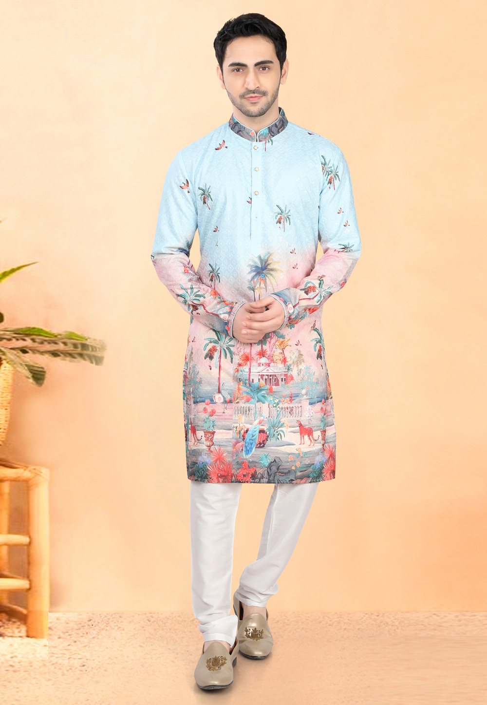 Multicolor Cotton Rayon Kurta Pajama 307949