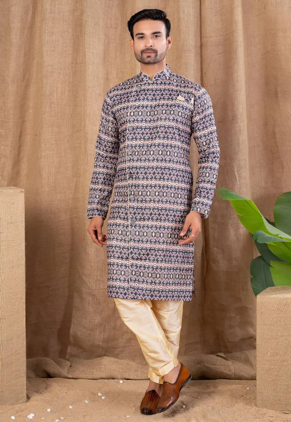 Multicolor Cotton Silk Indo Western Suit 316479