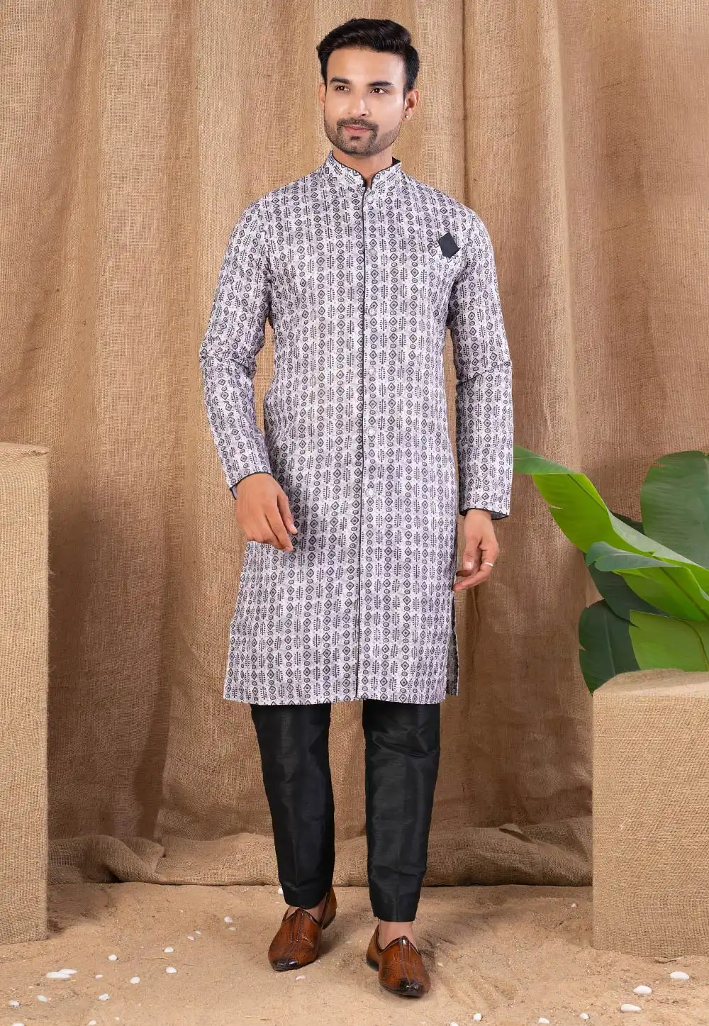 Multicolor Cotton Silk Indo Western Suit 316483
