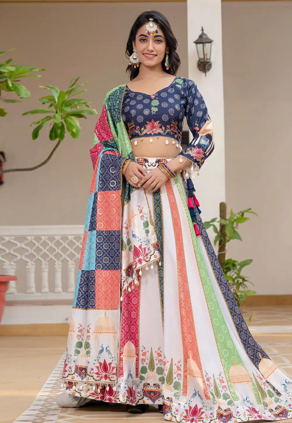 Multicolor Crepe Silk Navratri Chaniya Choli 313492