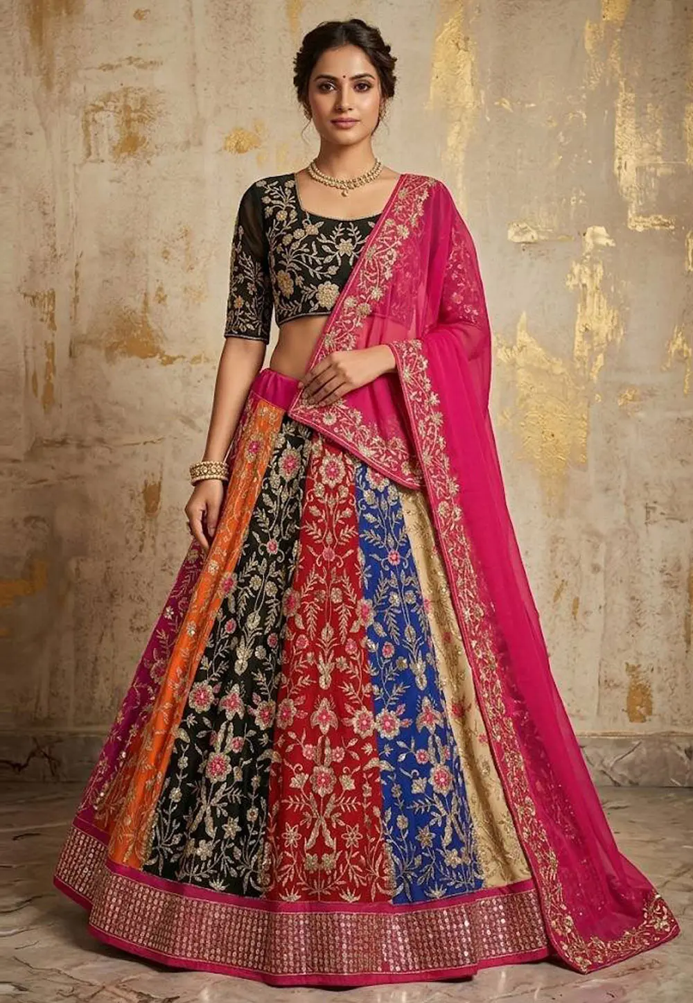 Multicolor Faux Georgette Lehenga Choli 331515