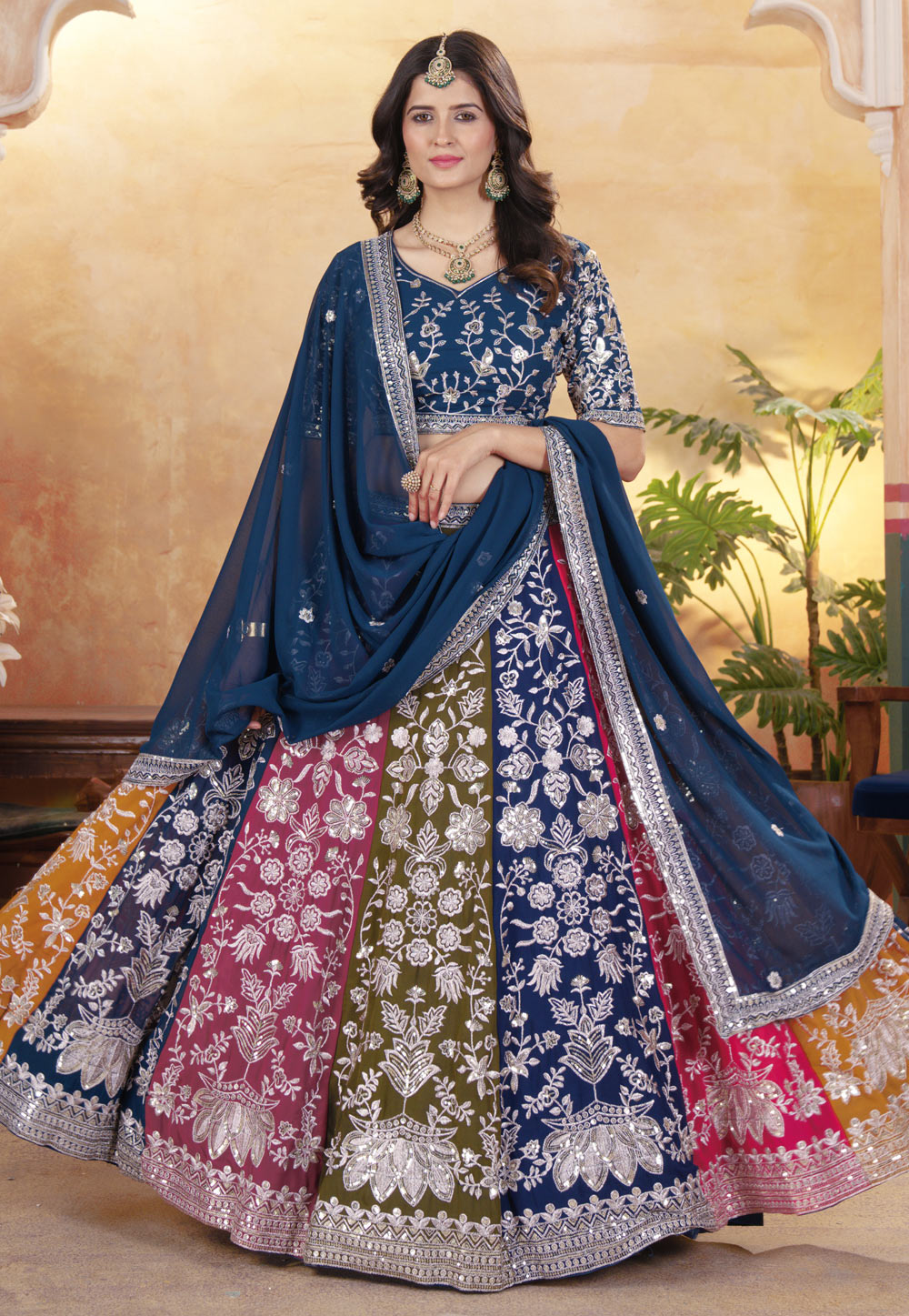 Multicolor Faux Georgette Lehenga Choli 312538