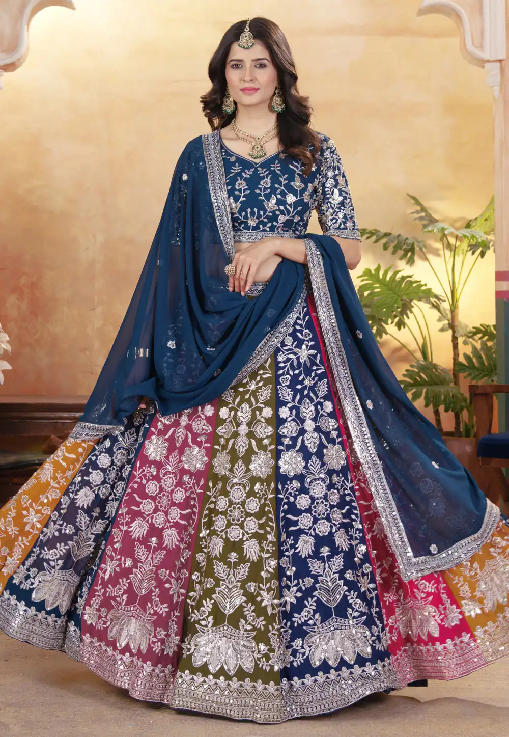 Multicolor Faux Georgette Lehenga Choli 312538