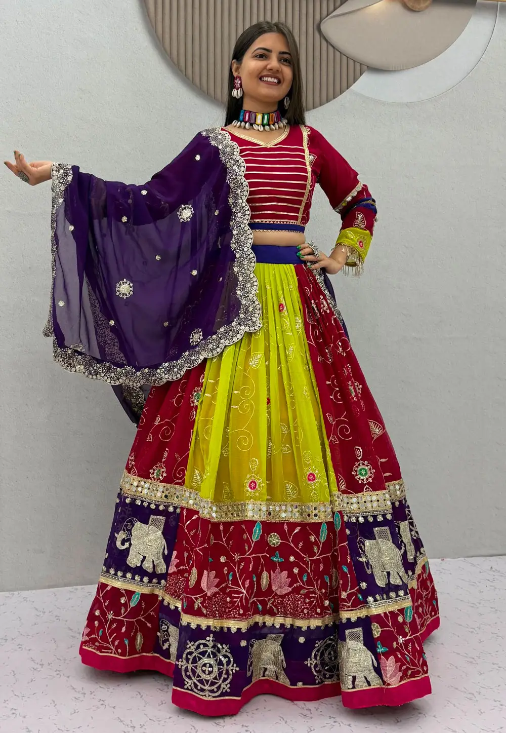 Multicolor Faux Georgette Navratri Chaniya Choli 333945