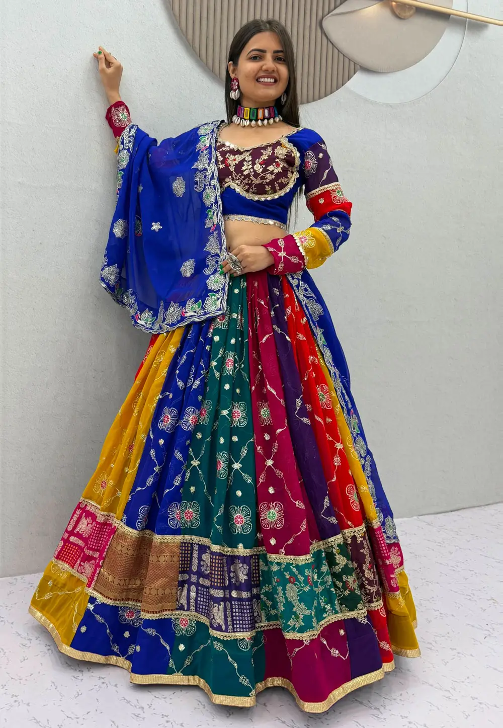 Multicolor Faux Georgette Navratri Chaniya Choli 333947