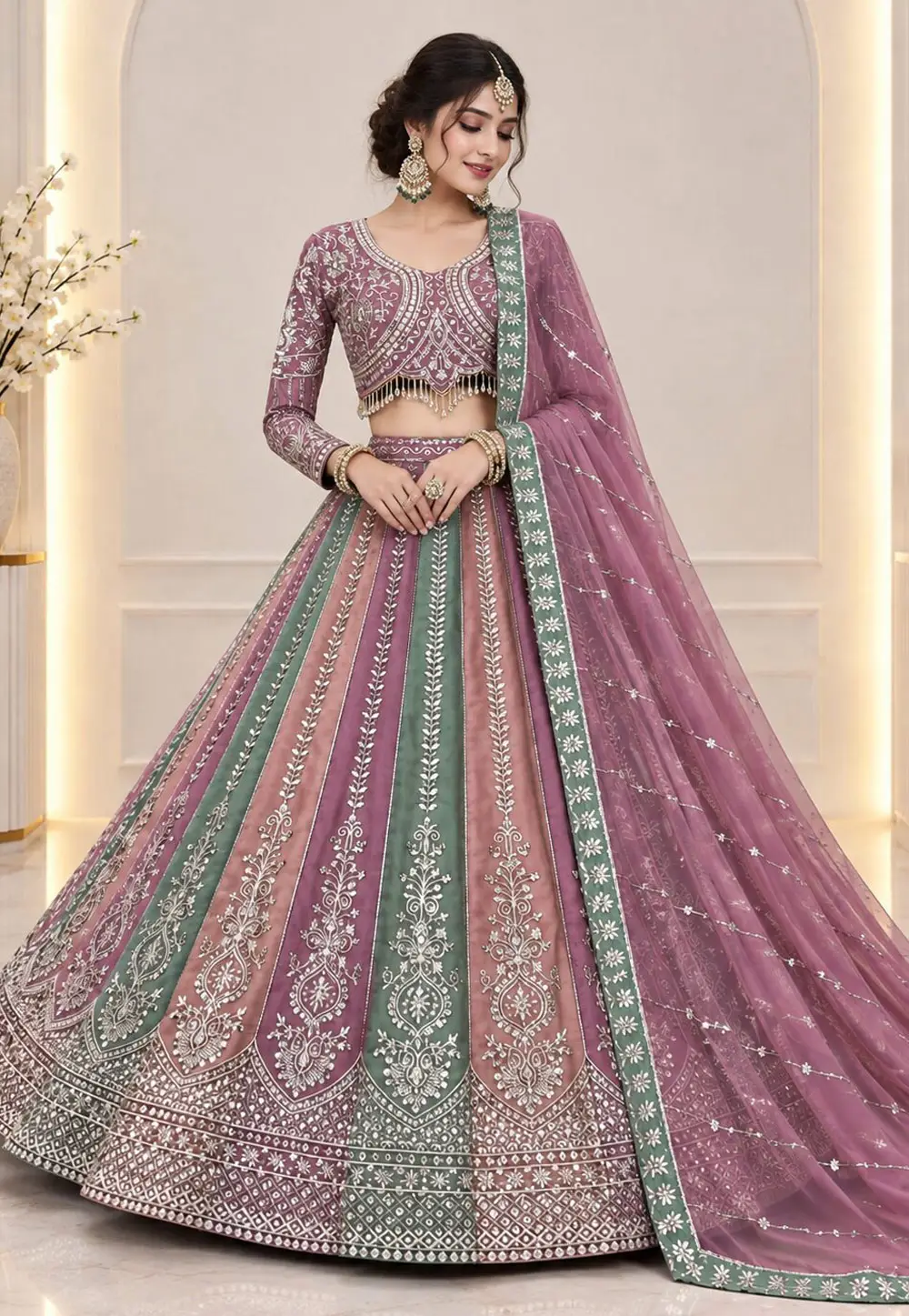 Multicolor Faux Georgette Wedding Lehenga Choli 335682