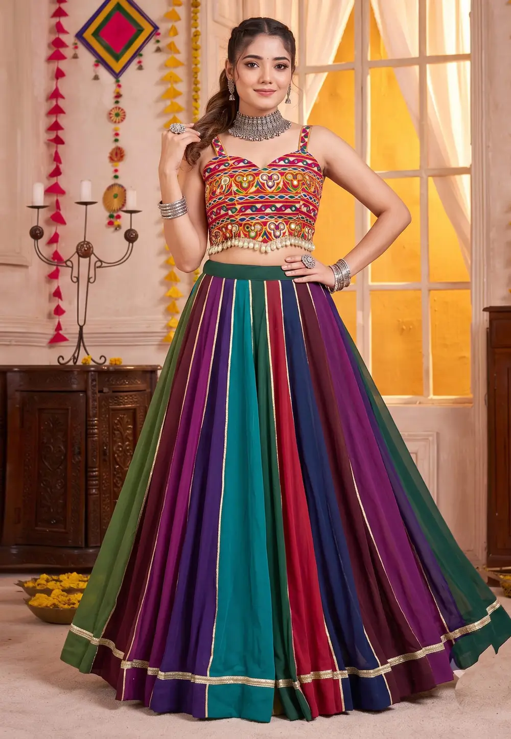 Multicolor Georgette Navratri Chaniya Choli 333903