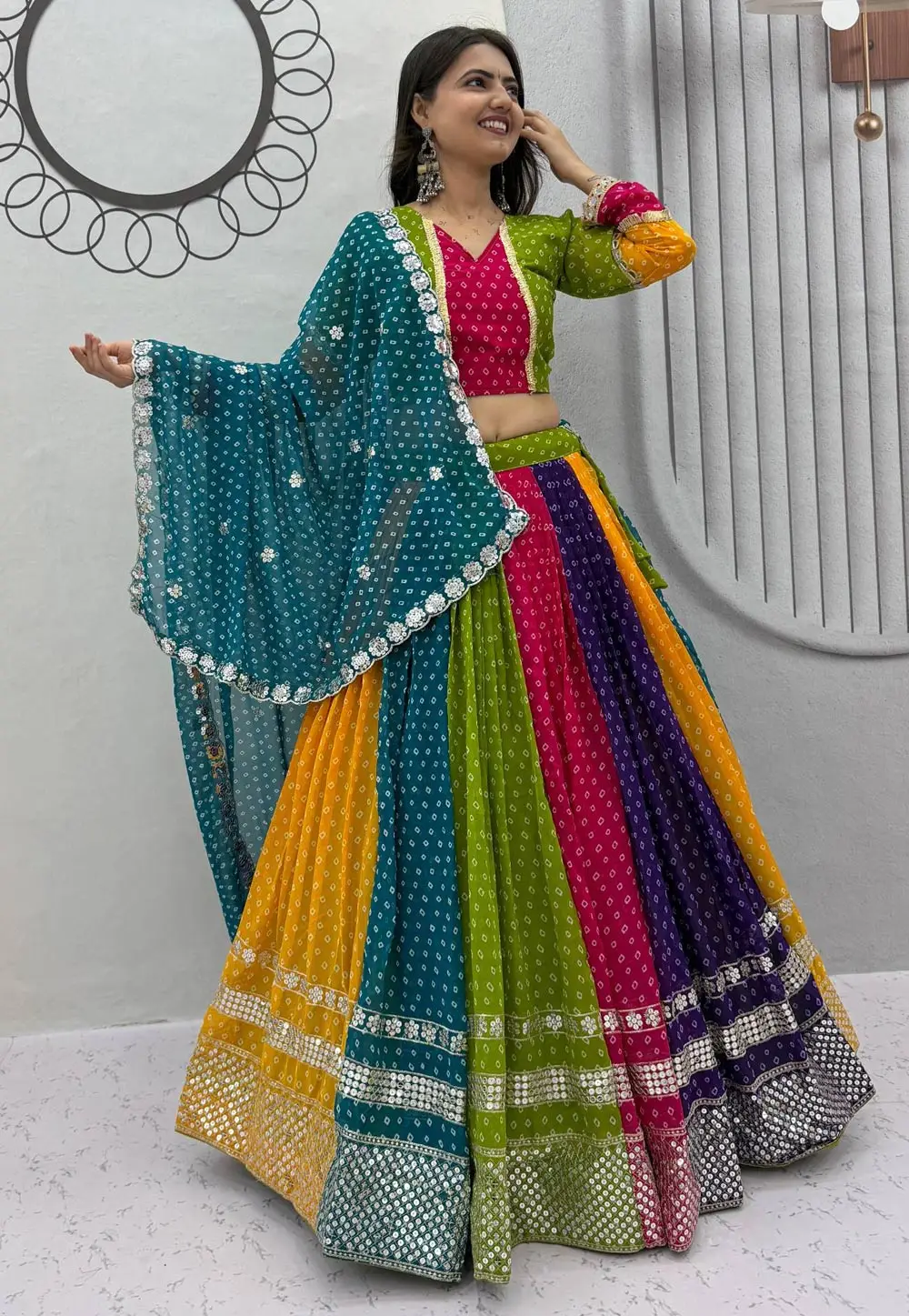 Multicolor Georgette Navratri Chaniya Choli 333920
