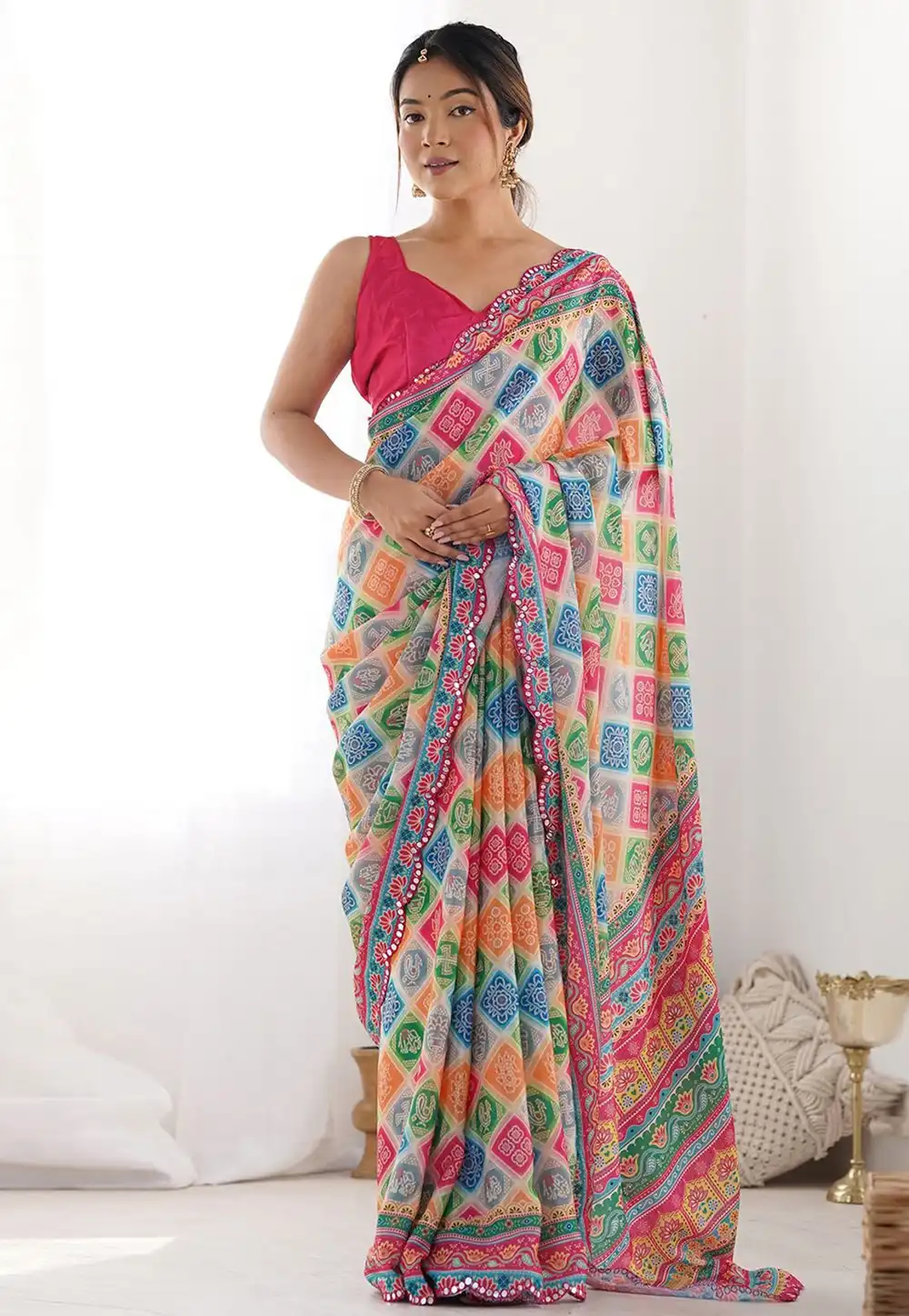 Multicolor Georgette Saree With Blouse 311560