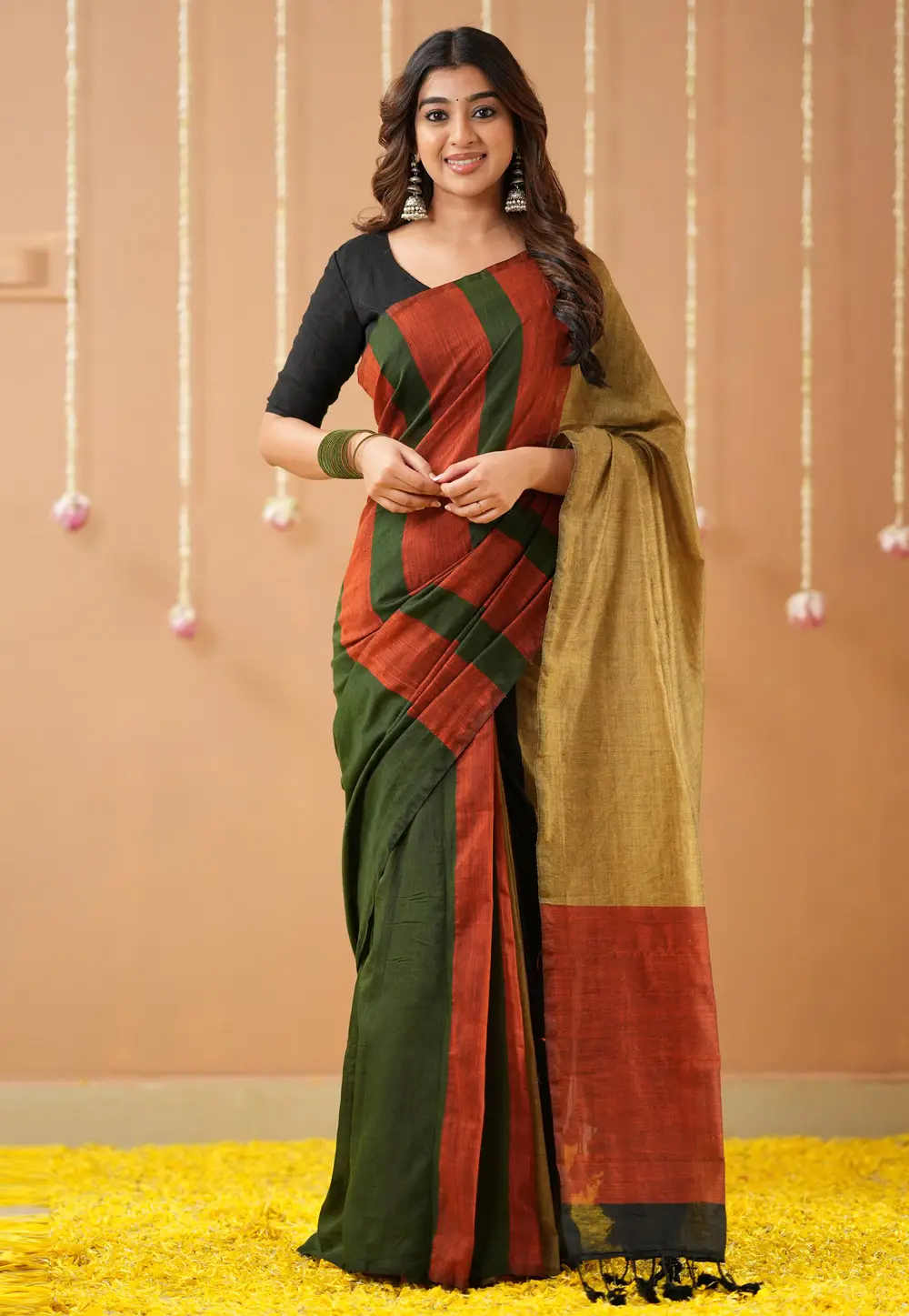 Multicolor Khadi Saree With Blouse 332729