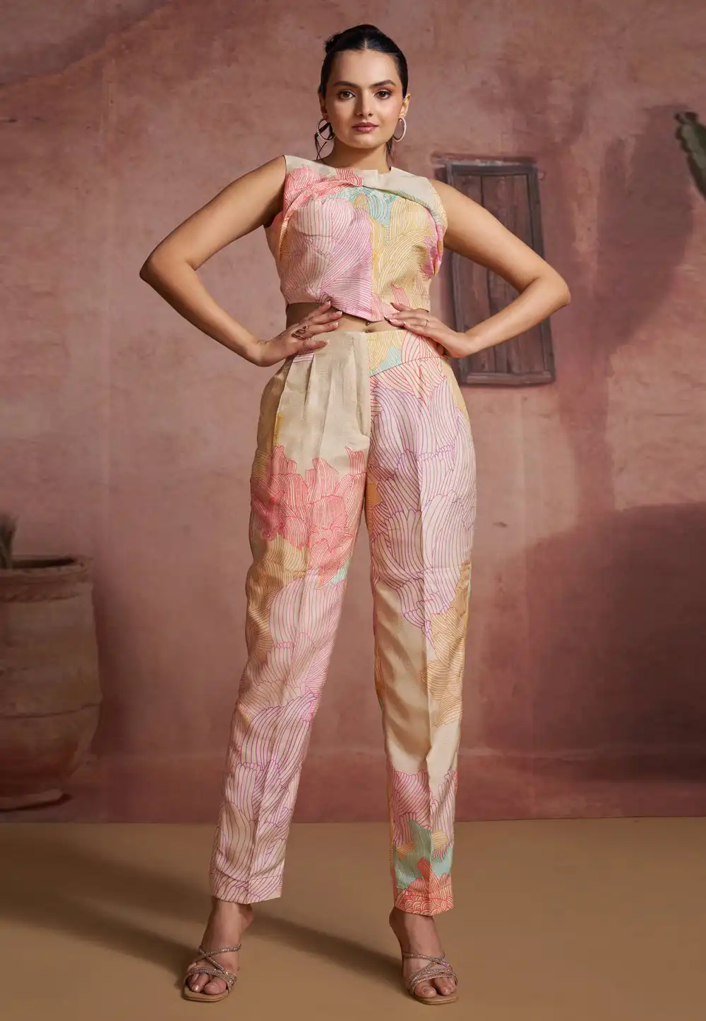 Multicolor Muslin Printed Co-Ords Set 316221