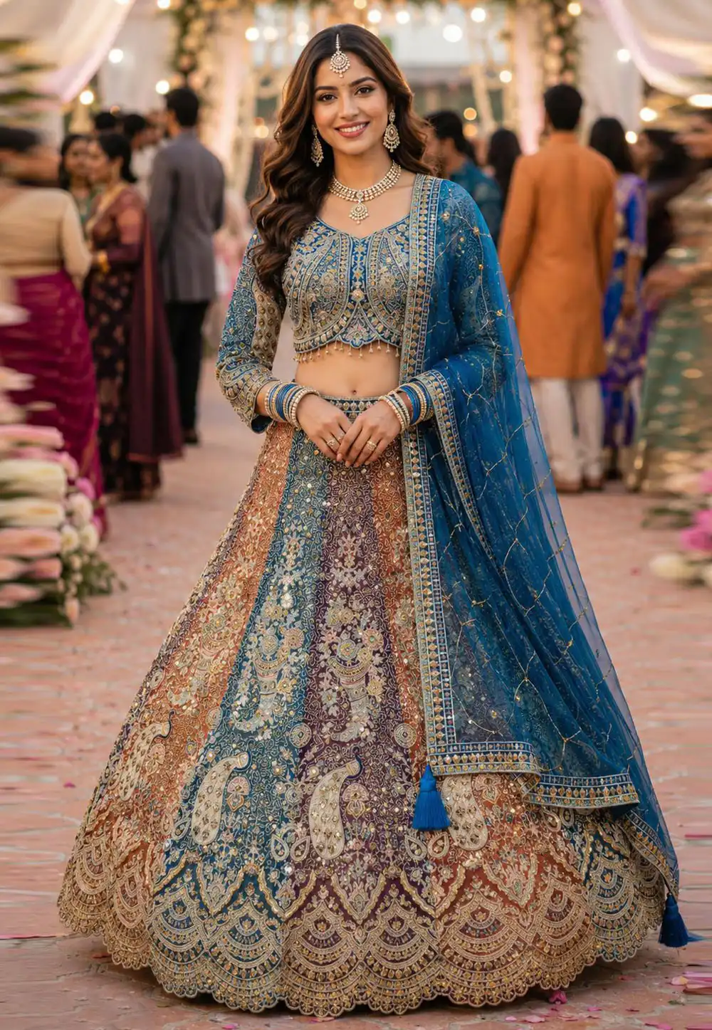 Multicolor Net Lehenga Choli For Wedding 329713