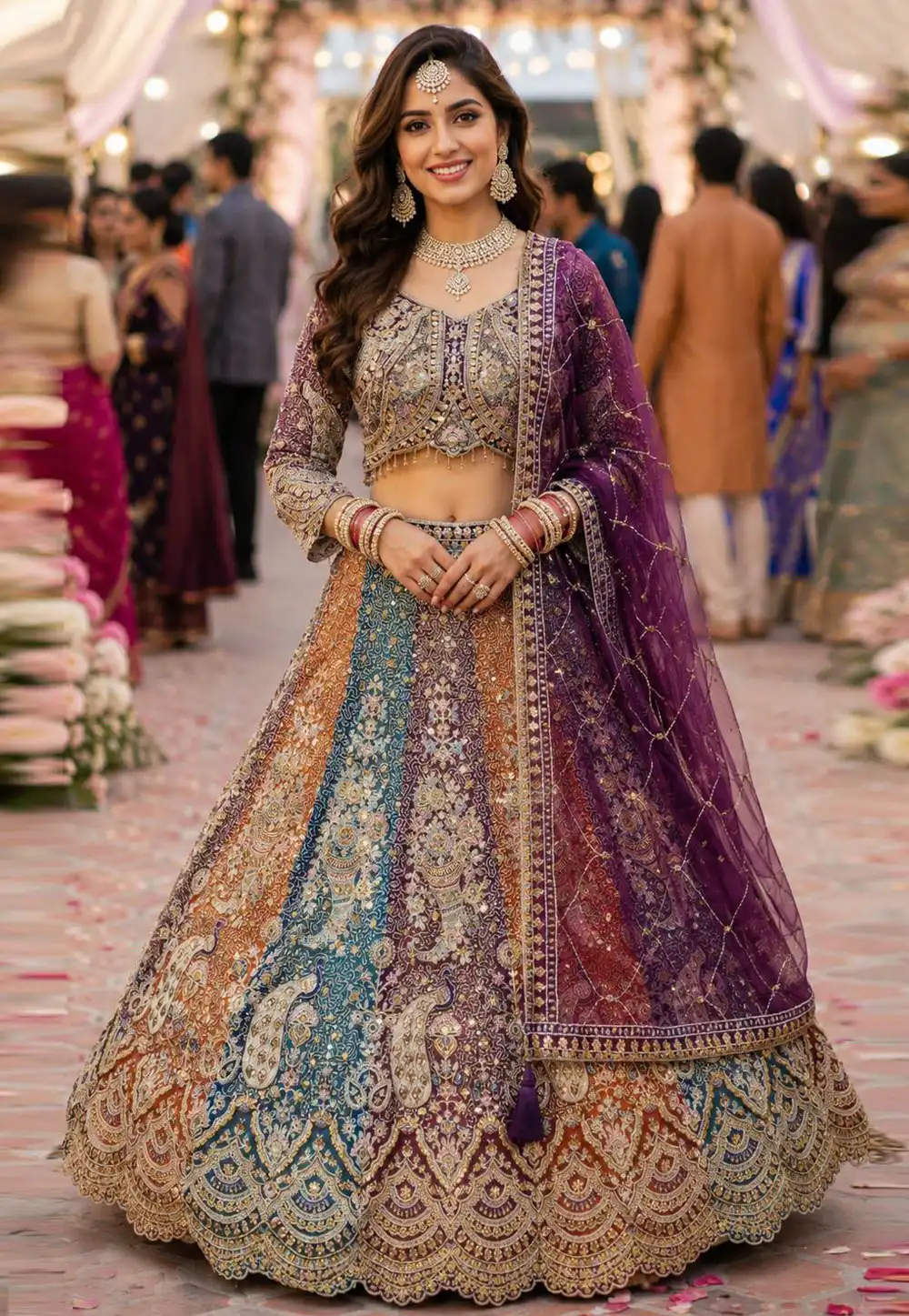 Multicolor Net Wedding Lehenga Choli 329712
