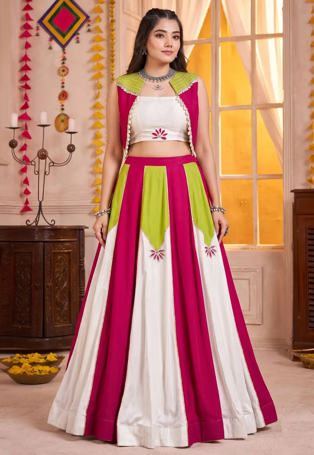 Multicolor Rayon Navratri Chaniya Choli 333914