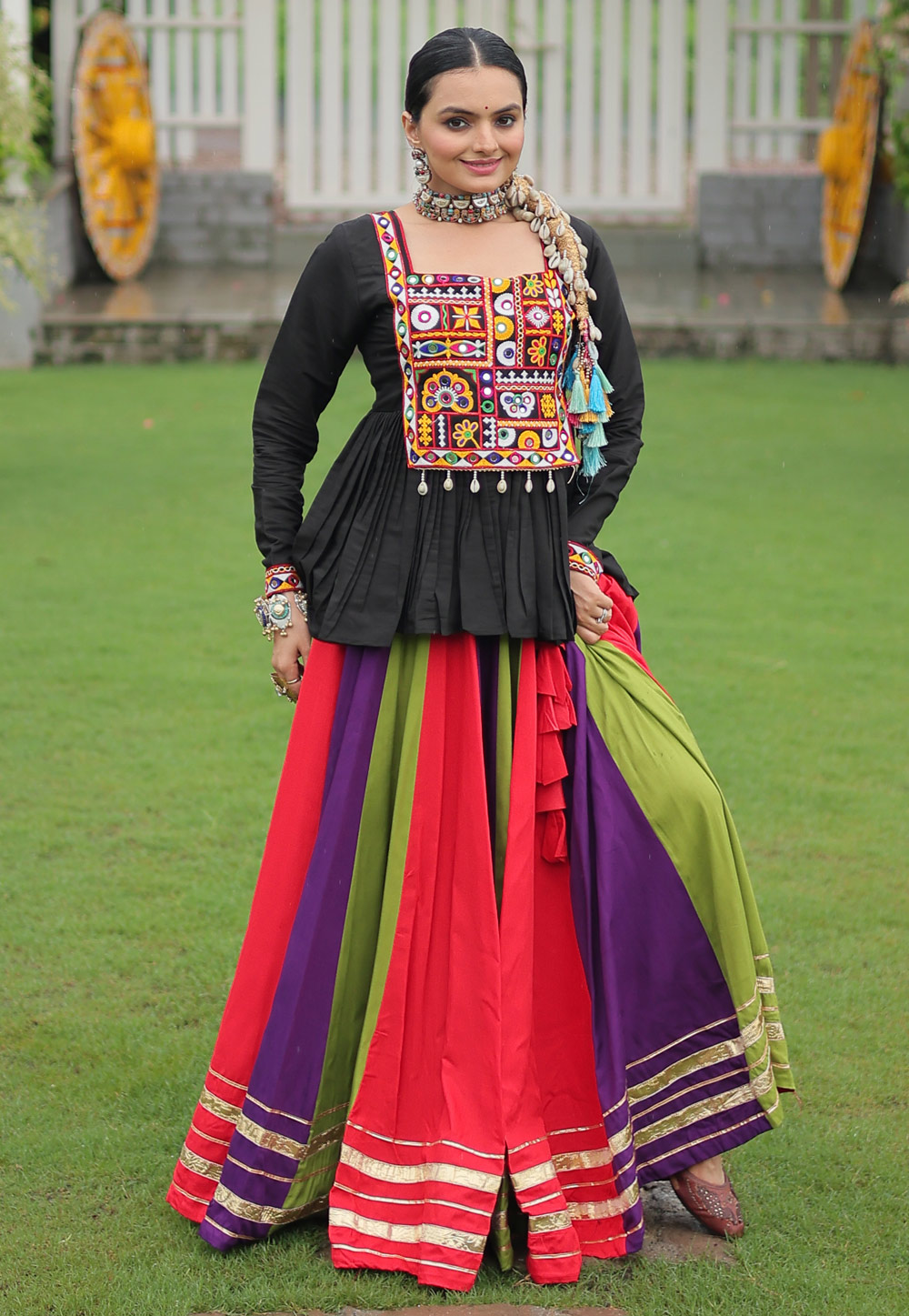 Multicolor Rayon Navratri Chaniya Choli 312865