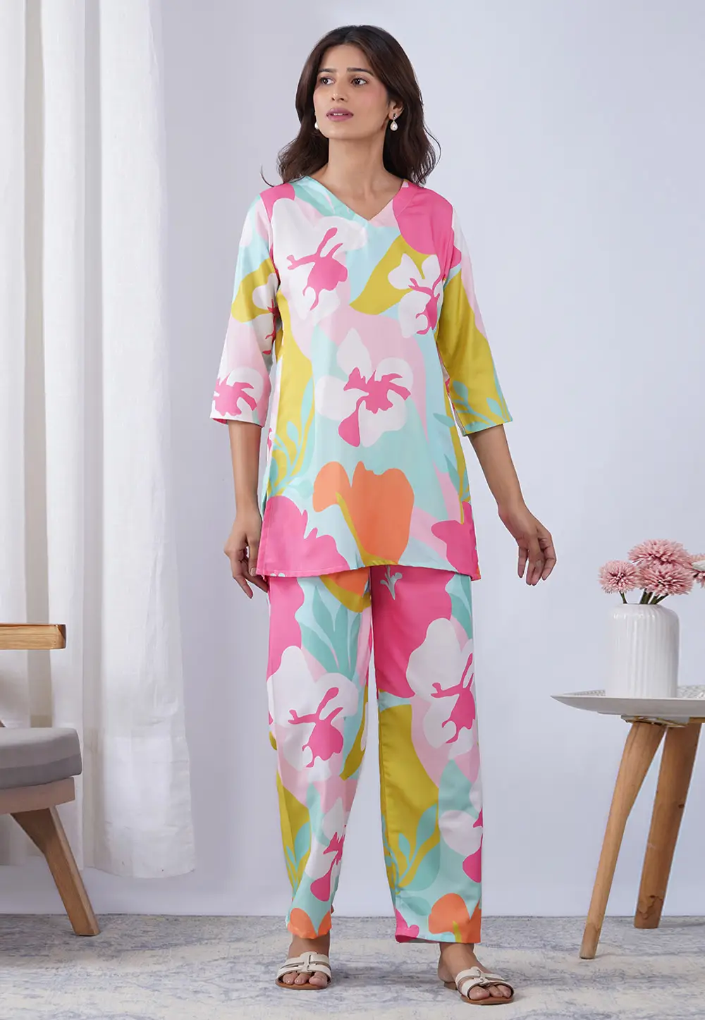 Multicolor Rayon Printed Co-Ords Set 332197
