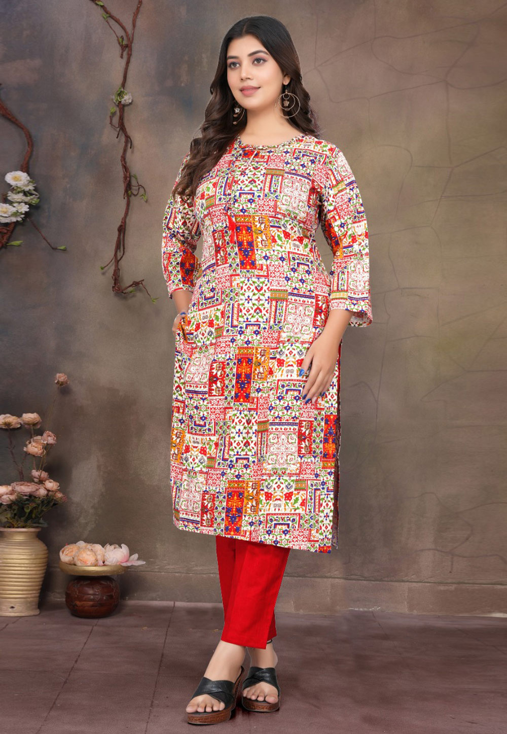 Multicolor Rayon Printed Long Tunic 312622