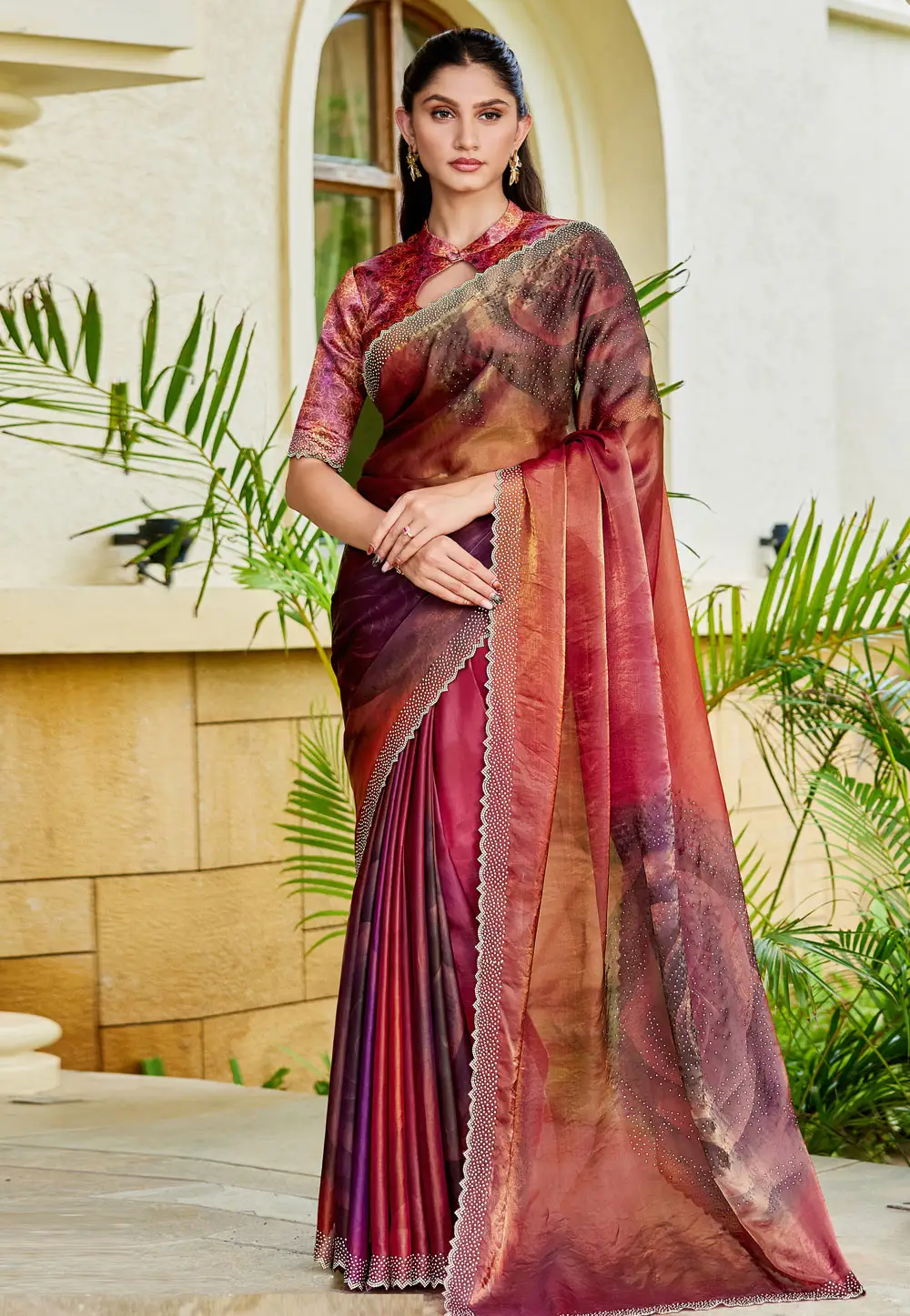 Multicolor Satin Silk Saree With Blouse 335641