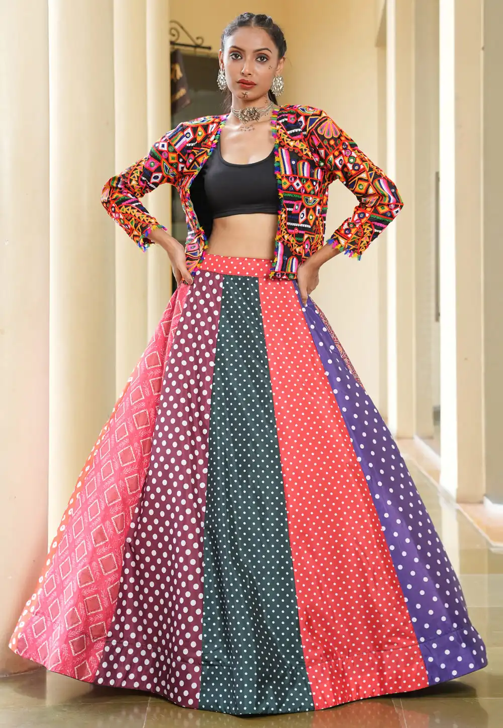 Multicolor Silk Crepe Navratri Chaniya Choli 314162