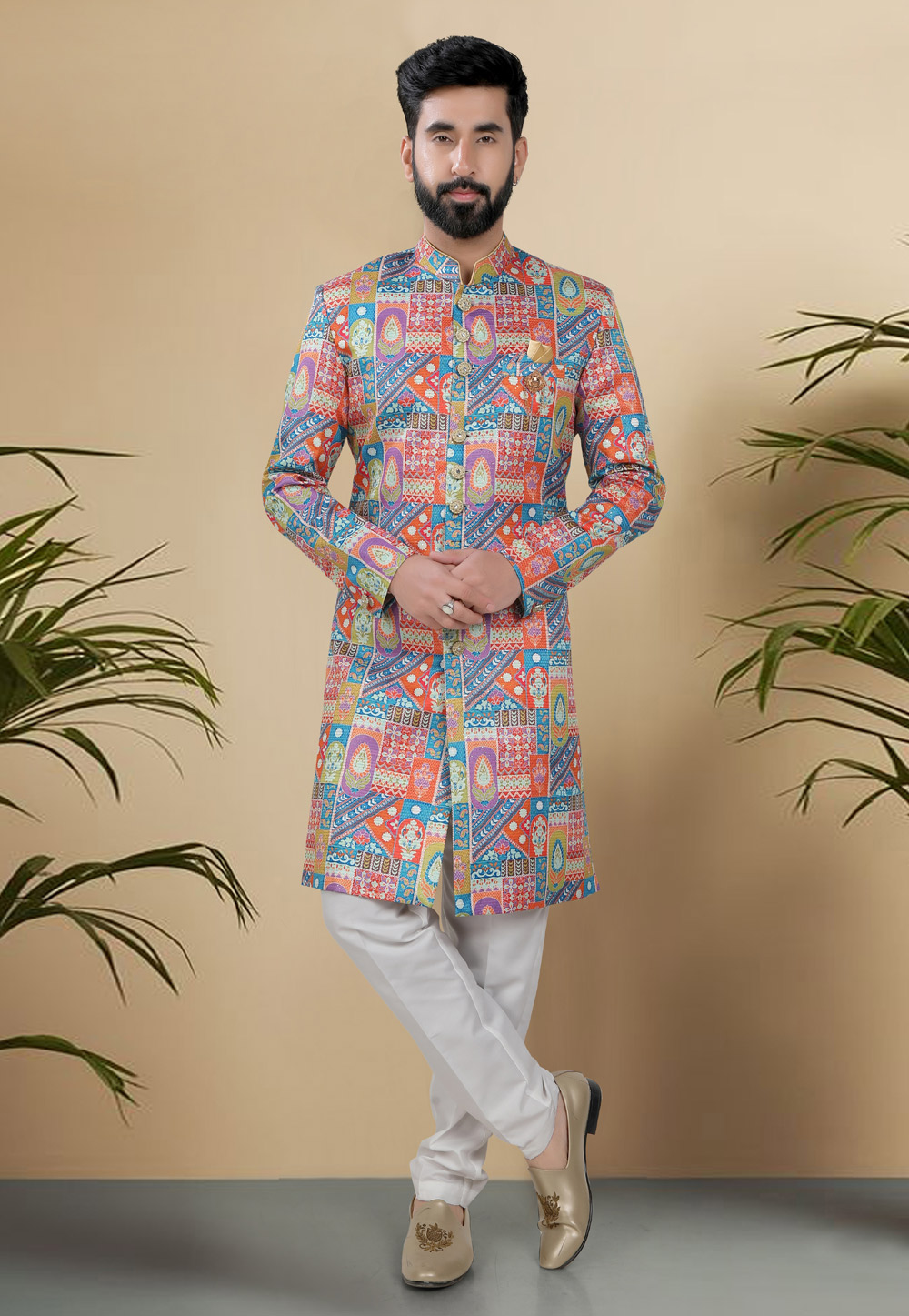 Multicolor Silk Indo Western Suit 313094