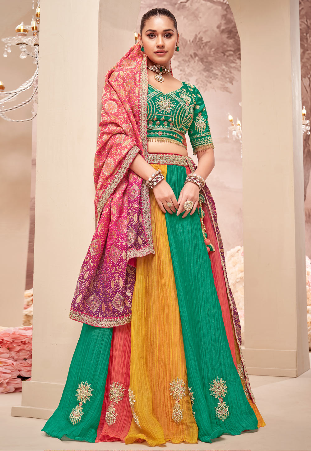 Multicolor Silk Lehenga Choli For Wedding 326616