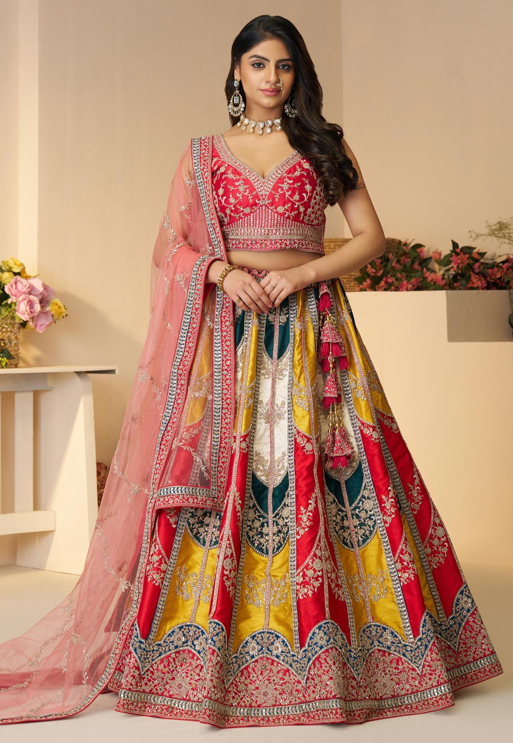 Multicolor Silk Lehenga Choli For Wedding 309022