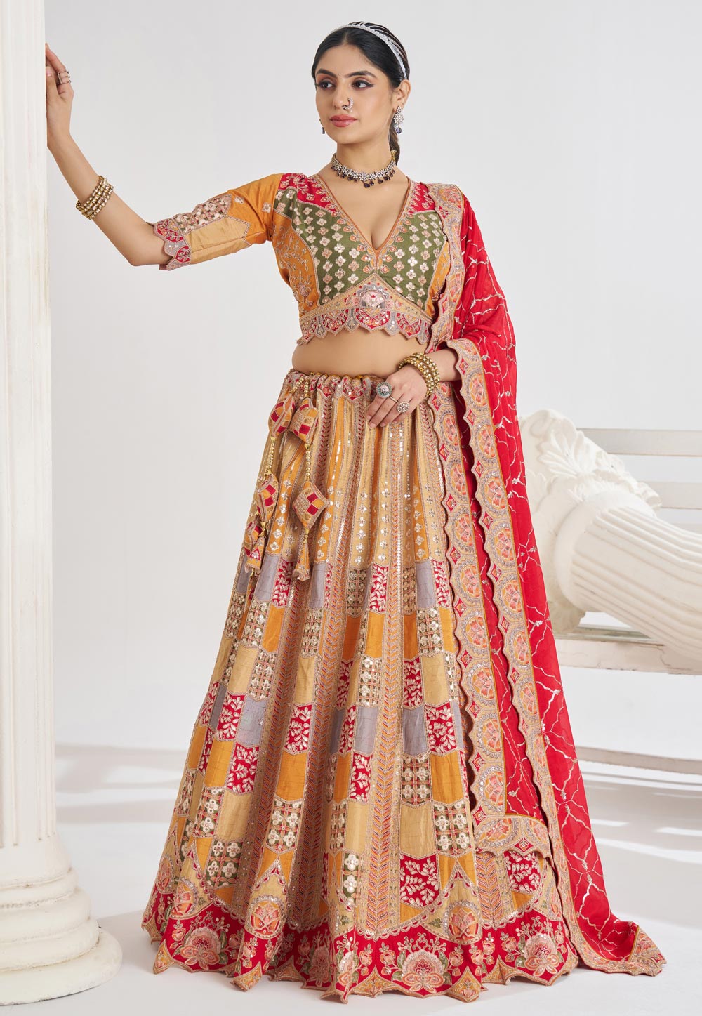 Multicolor Silk Lehenga Choli 309023
