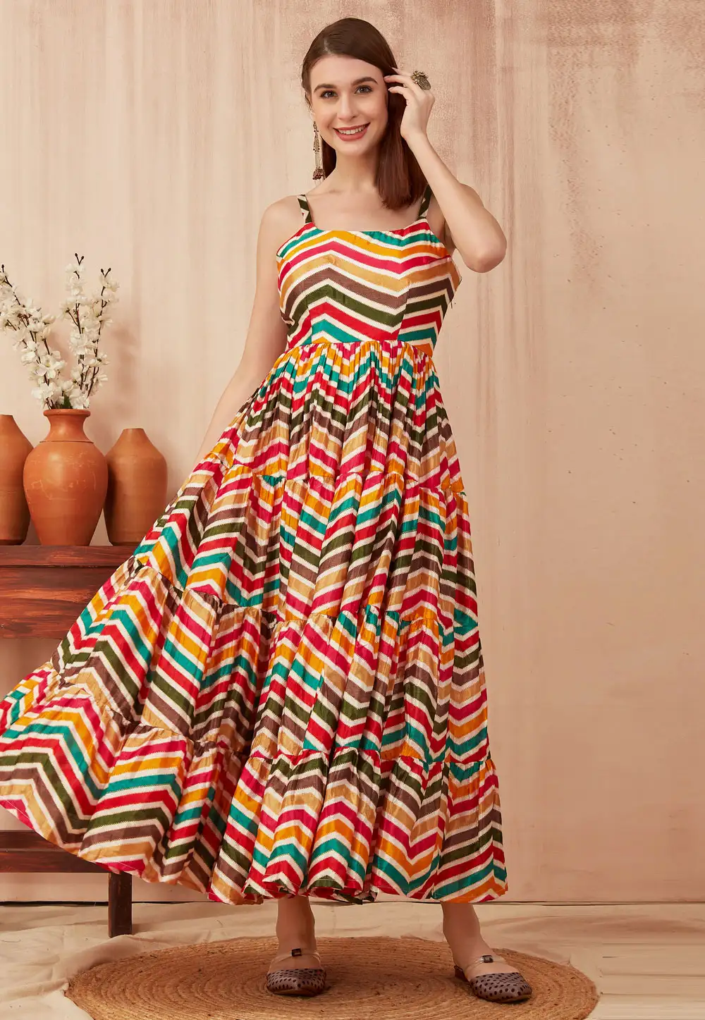 Multicolor Silk Printed Gown 330852