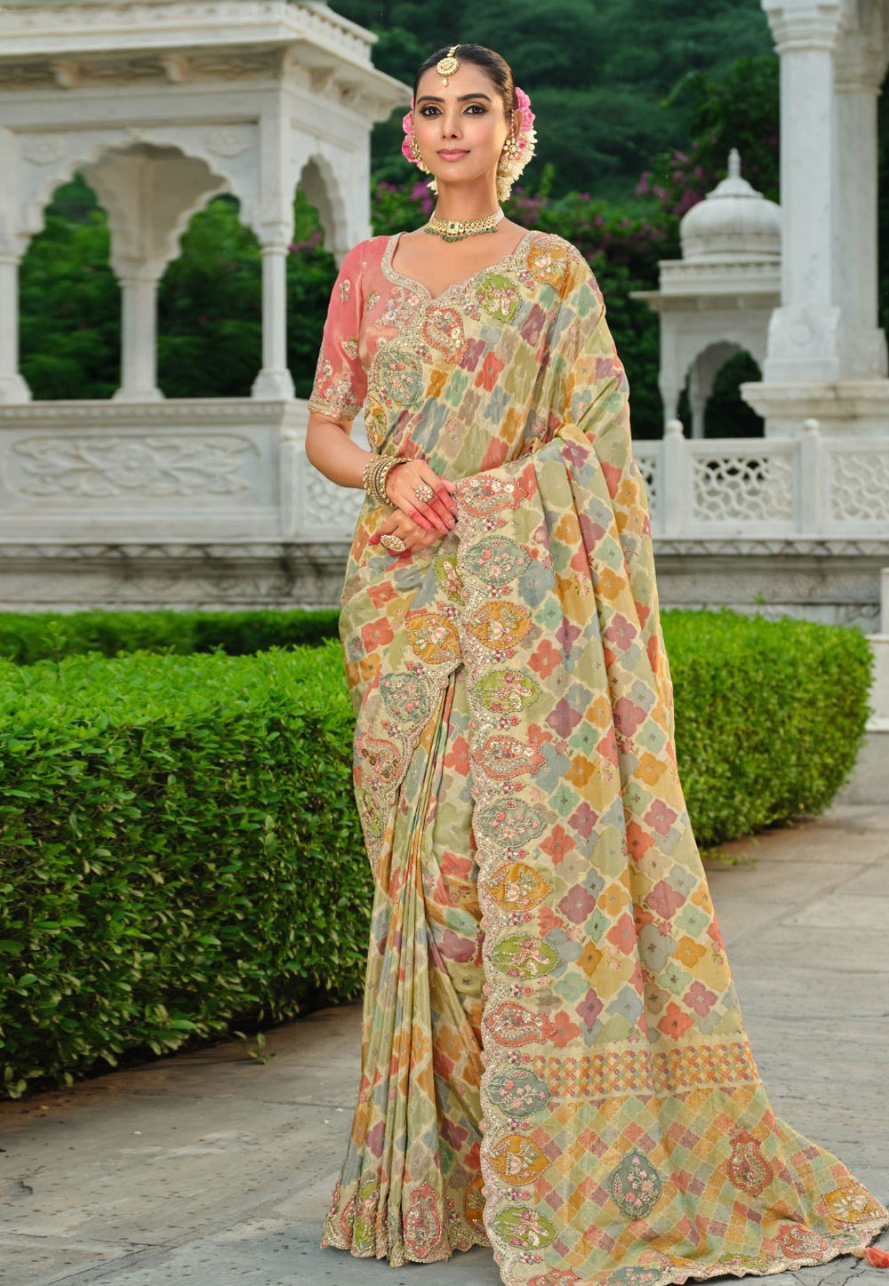 Multicolor Silk Saree With Blouse 321380