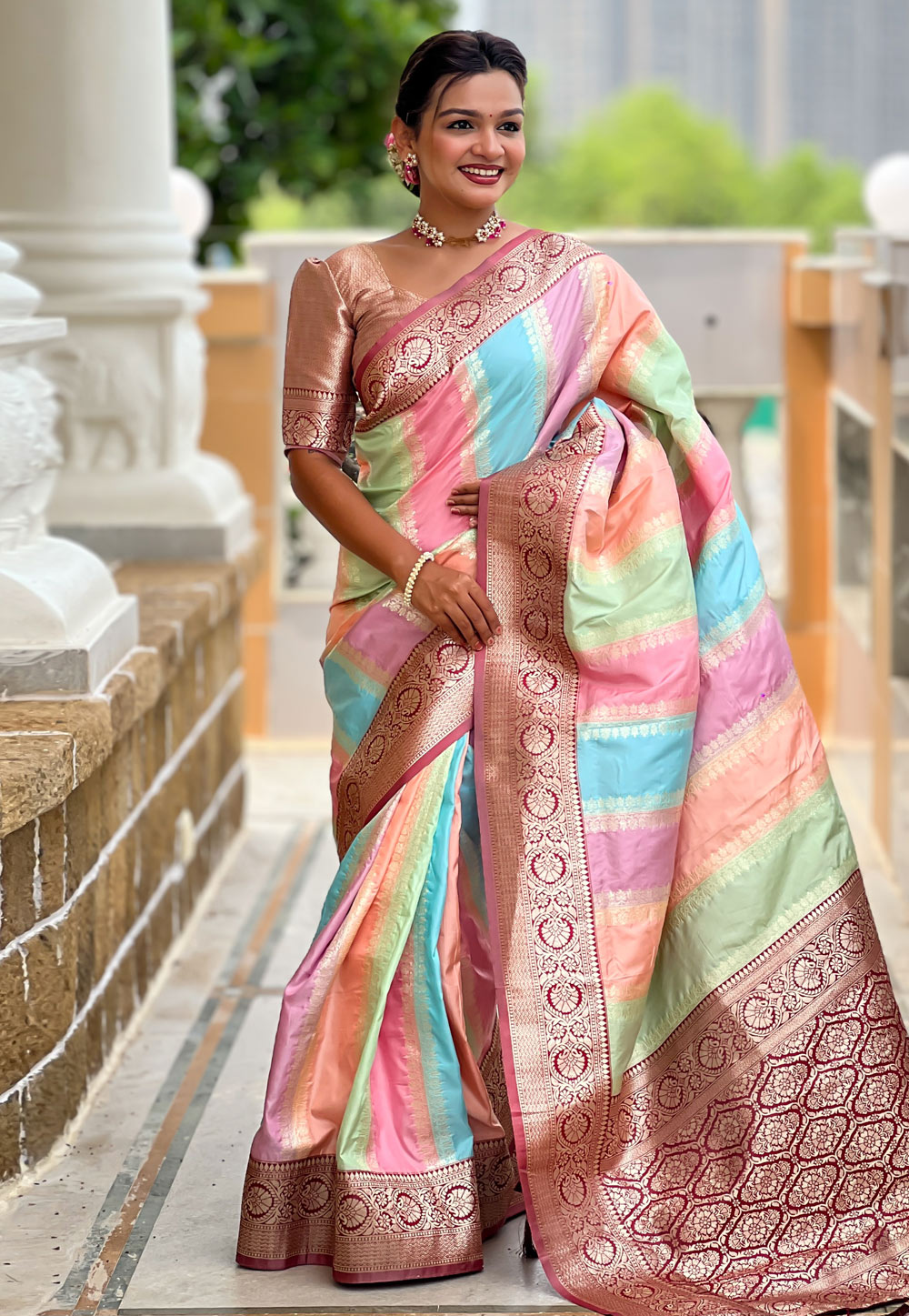 Multicolor Silk Saree With Blouse 311806