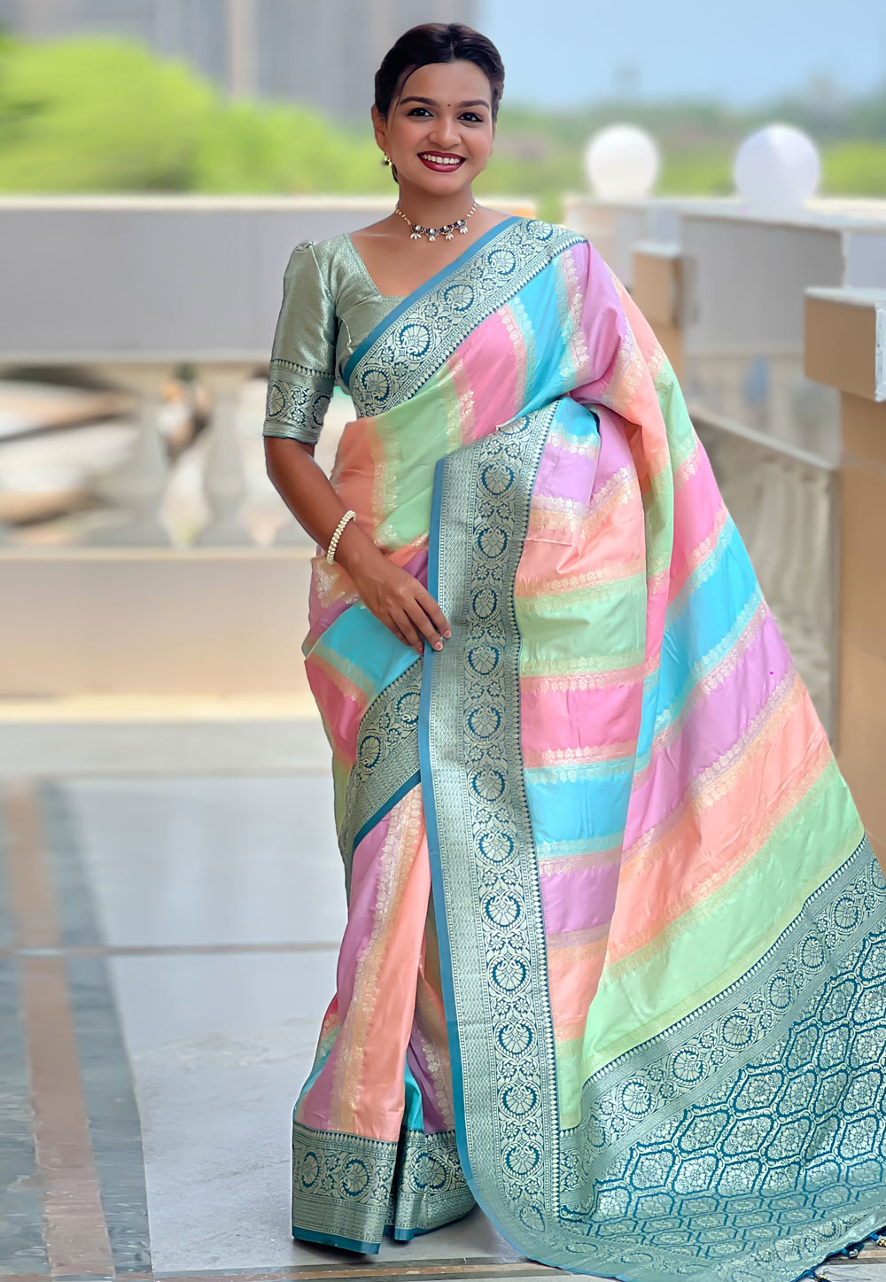 Multicolor Silk Saree With Blouse 311807