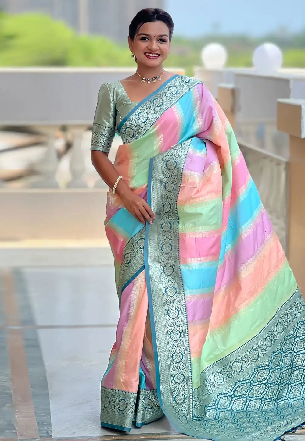 Multicolor Silk Saree With Blouse 311807