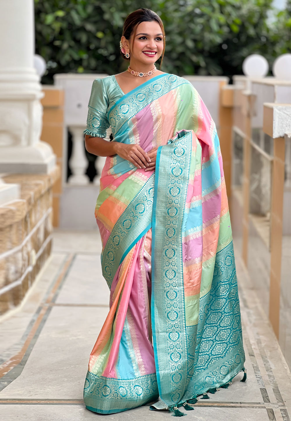 Multicolor Silk Saree With Blouse 311808