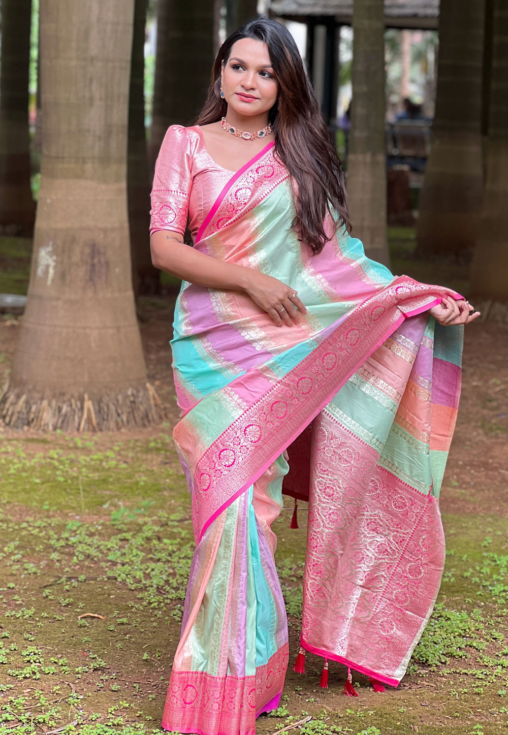 Multicolor Silk Saree With Blouse 311809
