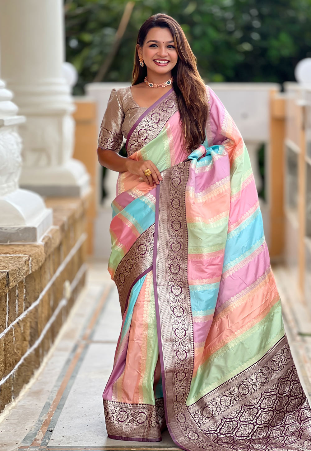 Multicolor Silk Saree With Blouse 311810
