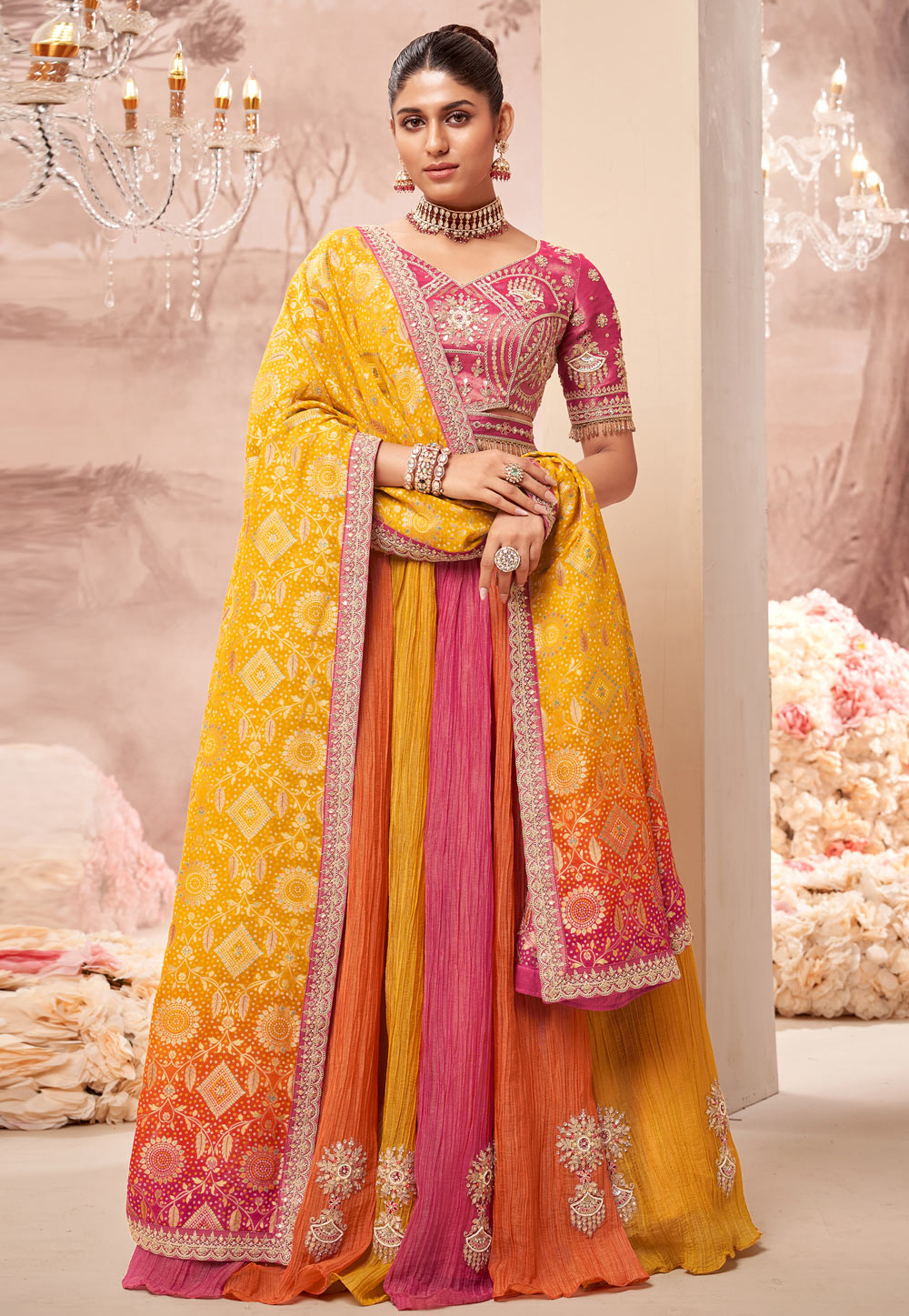 Multicolor Silk Wedding Lehenga Choli 326615